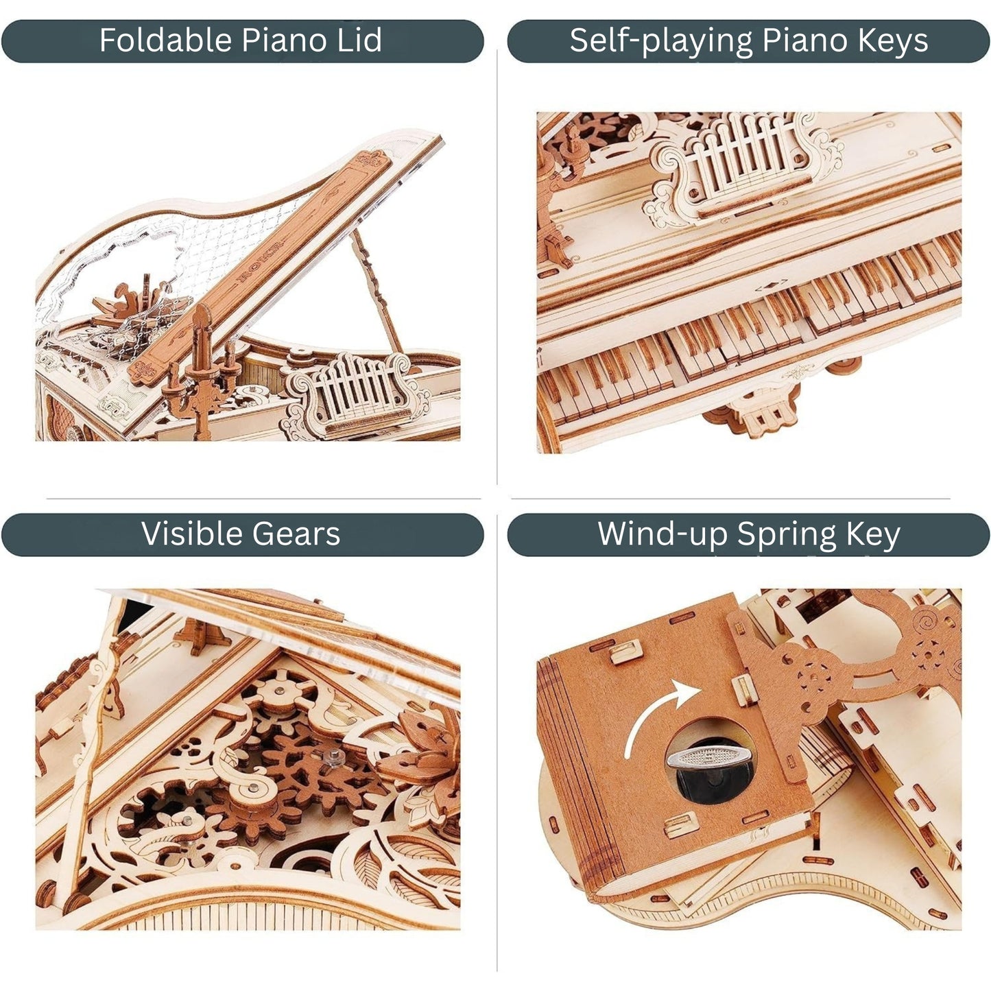 3D Wooden Puzzle Magic Piano Music Box Kit