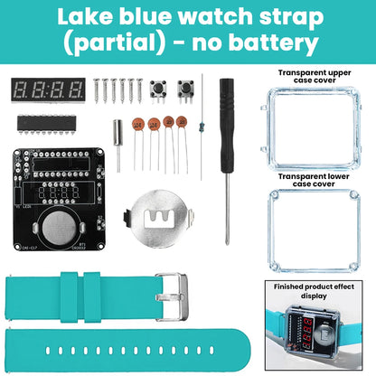 DIY LED Watch Kit - Transparent Red Display Soldering Fun