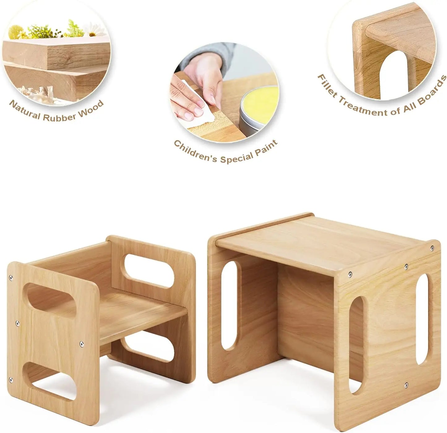 Montessori Weaning Table & Chair Set - Real Hardwood, Safe Design