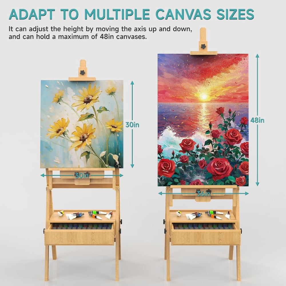 Wooden Art Easel with Storage Drawer