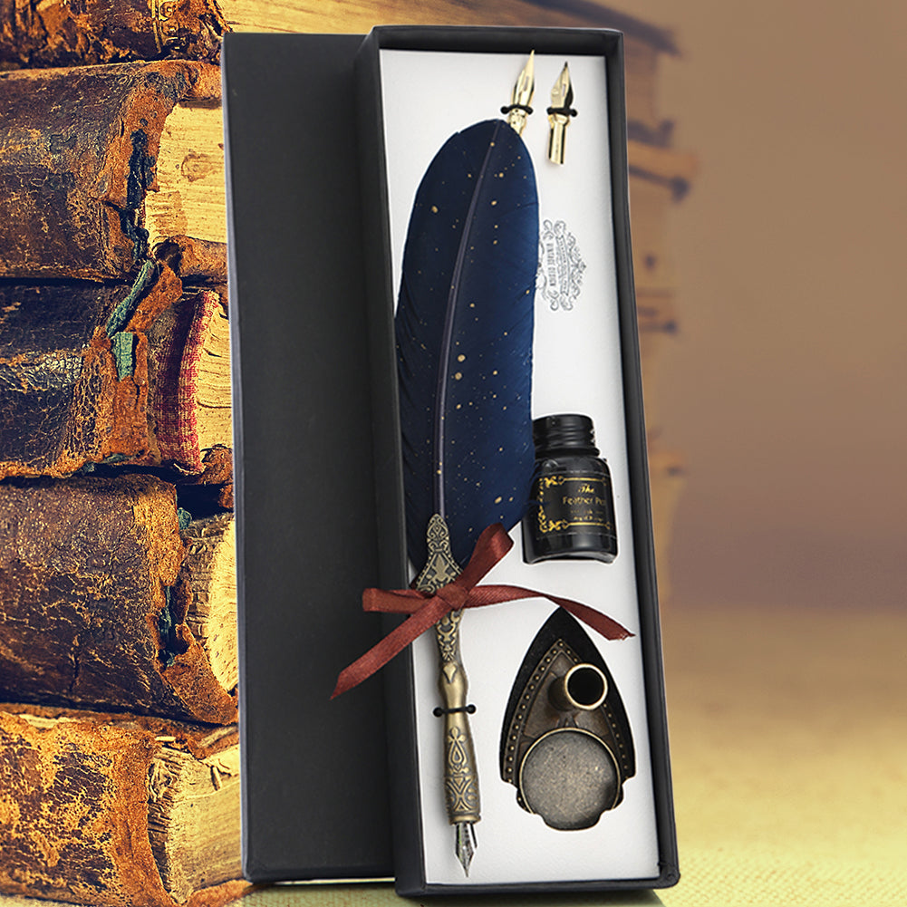 Retro Calligraphy Feather Pen Set - Vintage Writing Gift