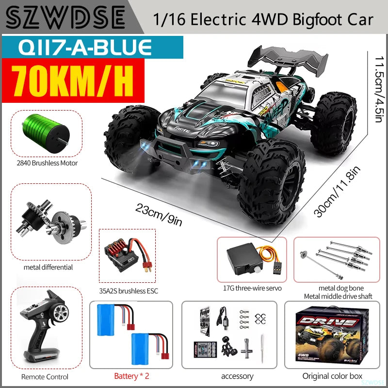 Wltoys Q117 4WD RC Car - 70KM/H High-Speed Off-Road Drift