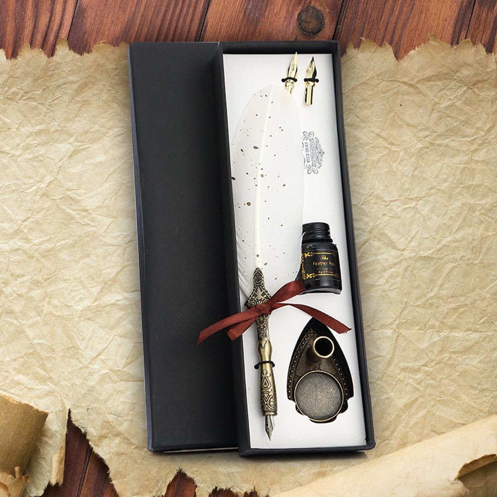 Retro Calligraphy Feather Pen Set - Vintage Writing Gift