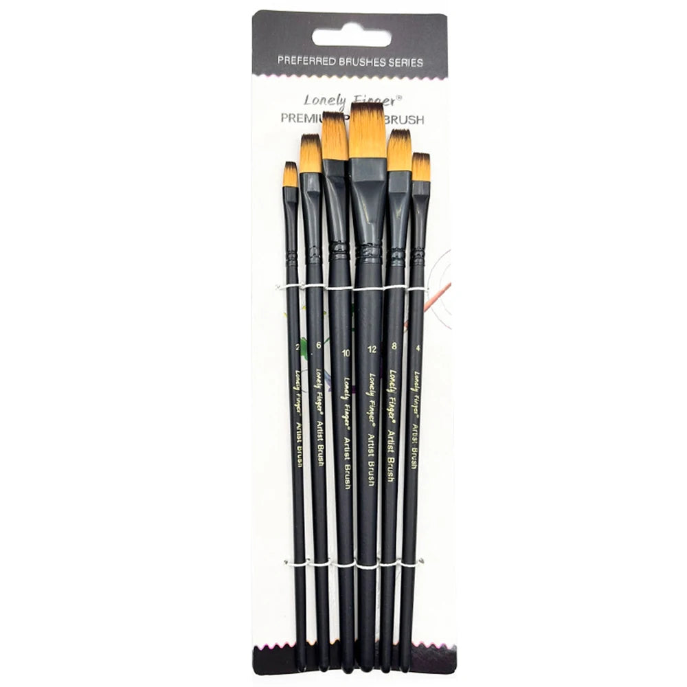 Artist Paint Brushes Set - 6pcs for Acrylic, Oil, Watercolor