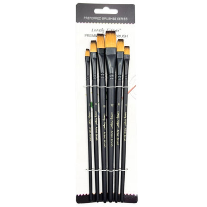 Artist Paint Brushes Set - 6pcs for Acrylic, Oil, Watercolor
