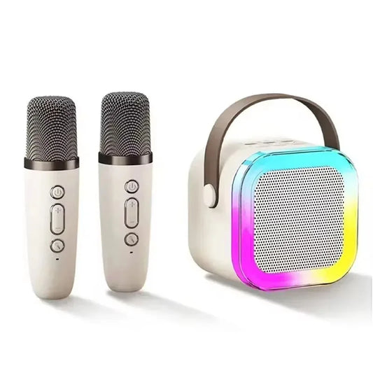 Wireless Karaoke Speaker Dual Mic RGB Lights Family Fun