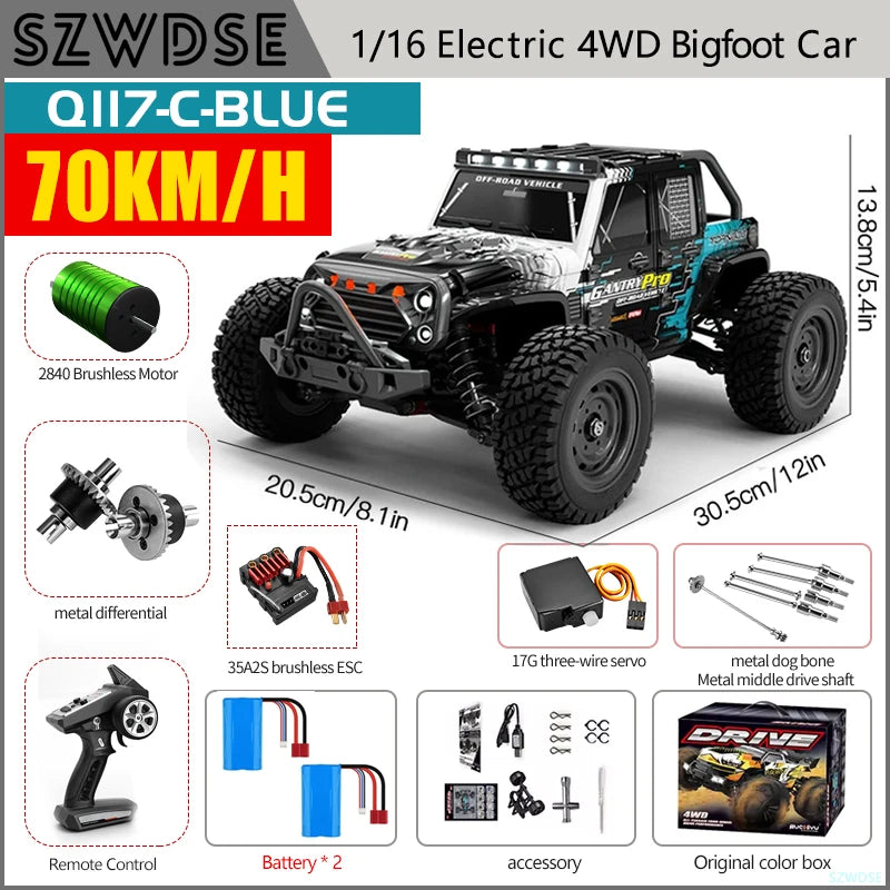 Wltoys Q117 4WD RC Car - 70KM/H High-Speed Off-Road Drift