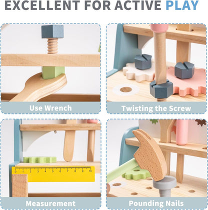 Kids Wooden Tool Set - Durable, Safe, Educational Fun