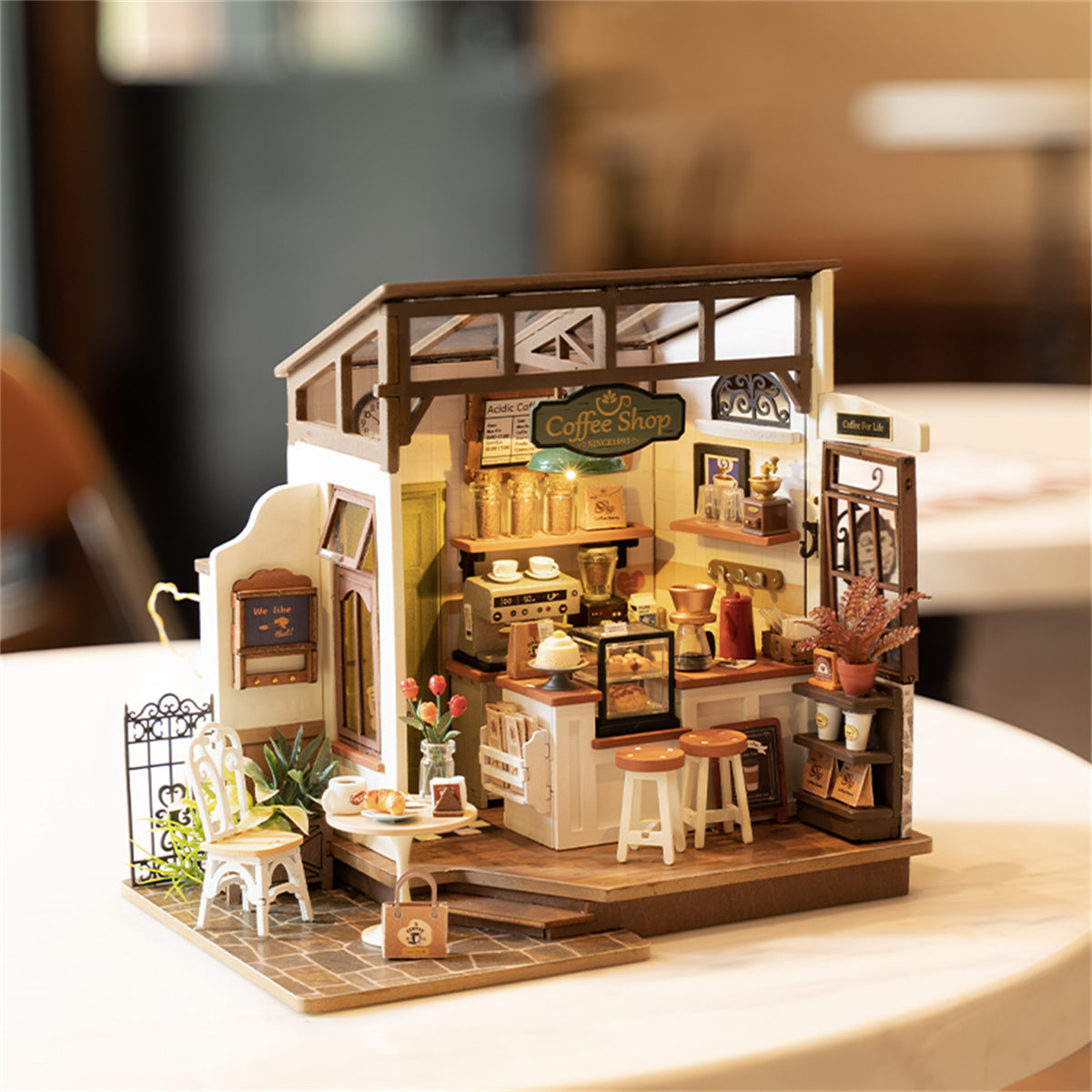 Miniature Coffee House 3D Puzzle DIY Kit: Perfect Gift Idea