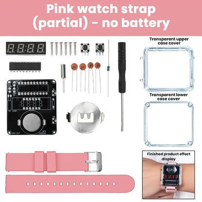 DIY LED Watch Kit - Transparent Red Display Soldering Fun