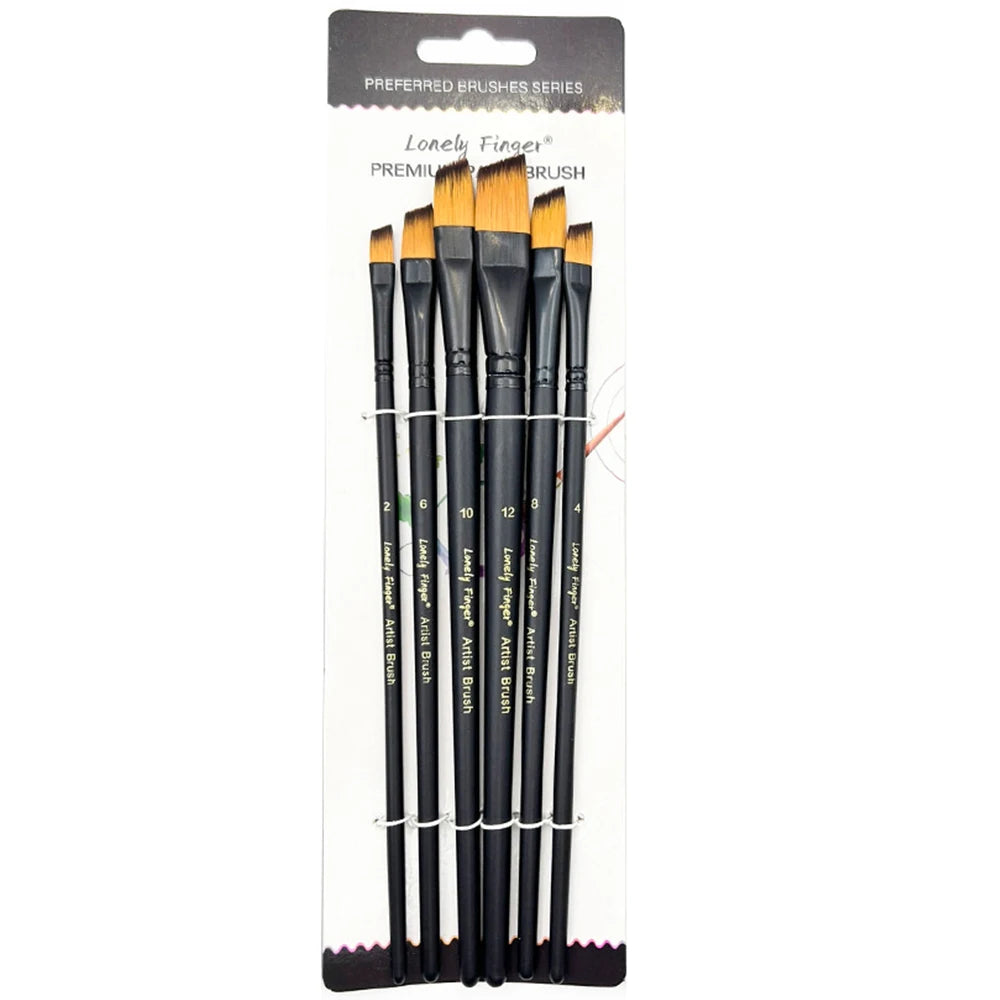 Artist Paint Brushes Set - 6pcs for Acrylic, Oil, Watercolor