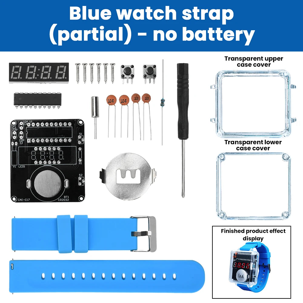 DIY LED Watch Kit - Transparent Red Display Soldering Fun