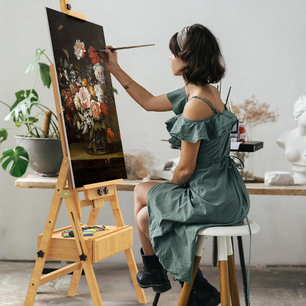 Wooden Art Easel with Storage Drawer