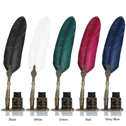 Retro Calligraphy Feather Pen Set - Vintage Writing Gift