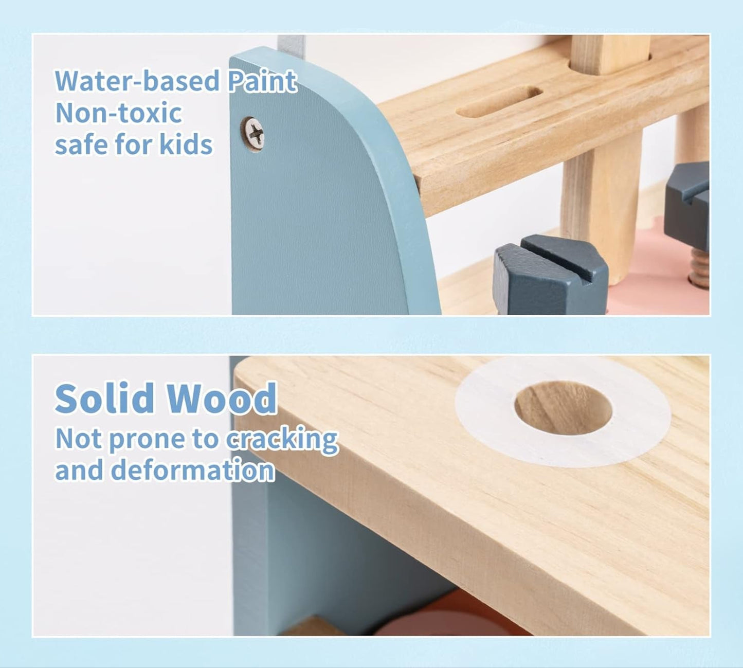 Kids Wooden Tool Set - Durable, Safe, Educational Fun