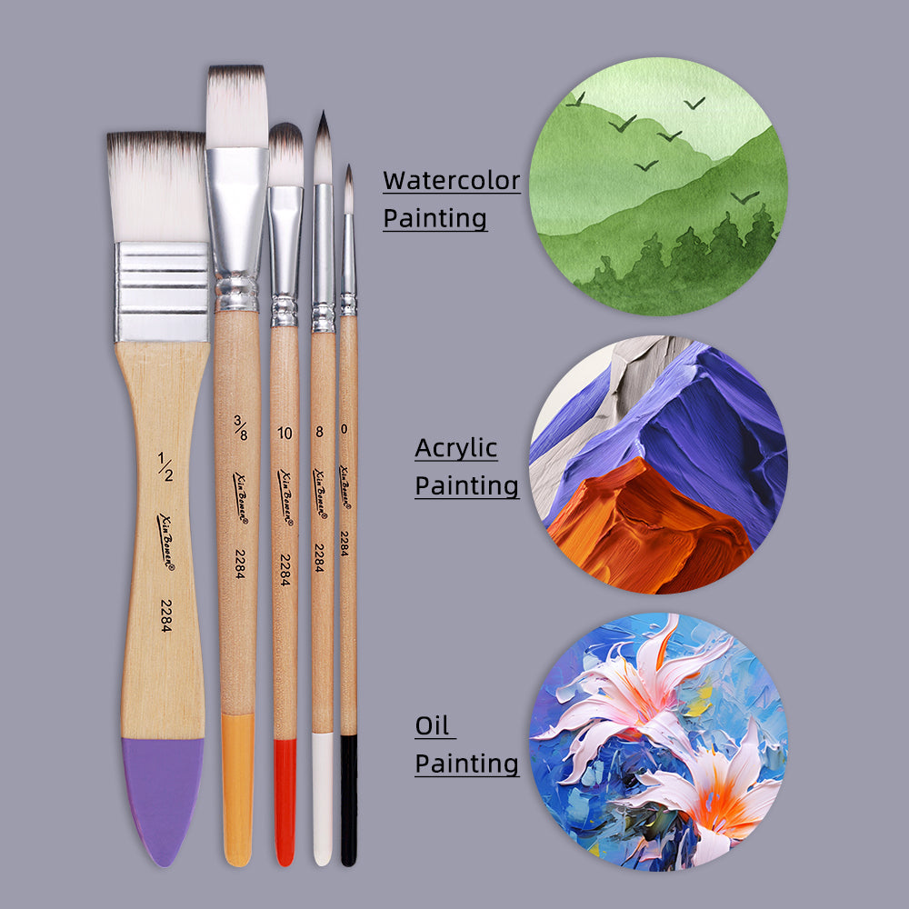 Nylon Brush Set for Watercolor & Oil Painting