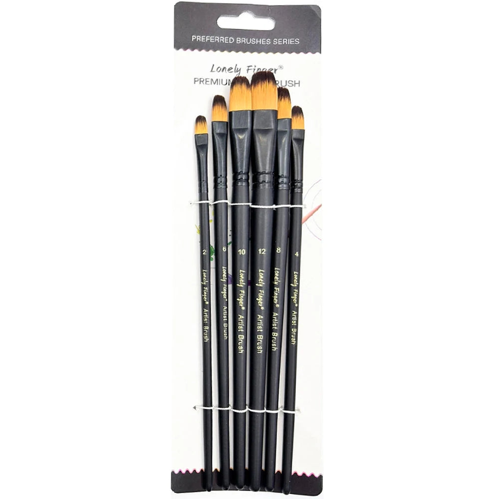 Artist Paint Brushes Set - 6pcs for Acrylic, Oil, Watercolor