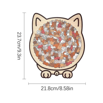 Cat-Shaped Wooden Puzzle - 135 PC Stress Relief Gift Idea