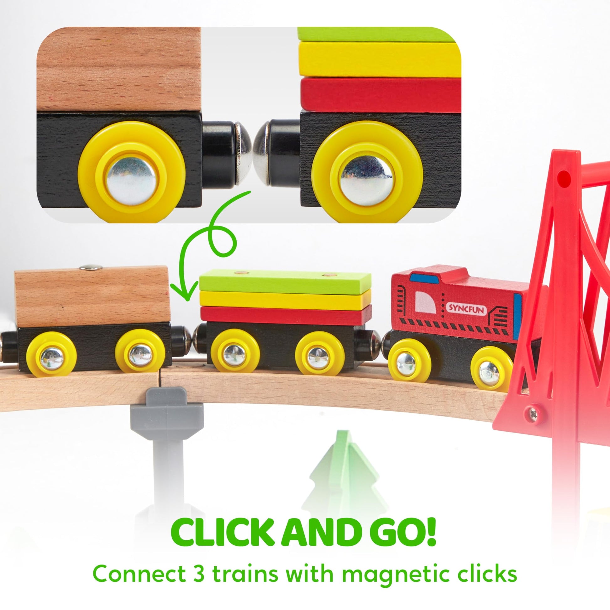 Wooden Train Set: 60 Pcs Tracks & Magnetic Trains for Kids