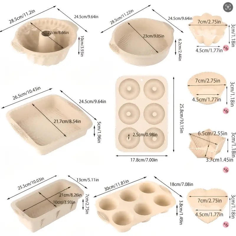 Silicone Baking Molds Set - Non-Stick, Easy Clean, 30Pcs