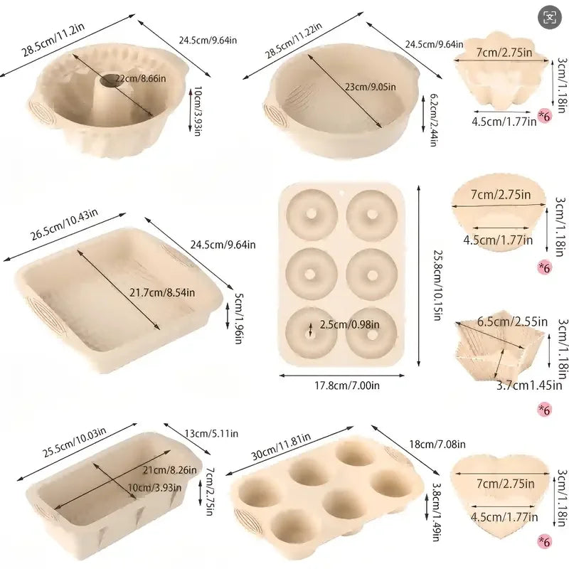 Silicone Baking Molds Set - Non-Stick, Easy Clean, 30Pcs