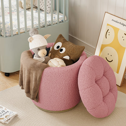 Pink Storage Ottoman: Lambswool Footrest & Vanity Stool