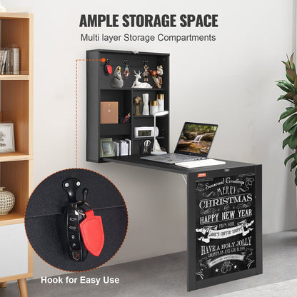 Space Saving Wall Desk with Chalkboard - Foldable & Stylish