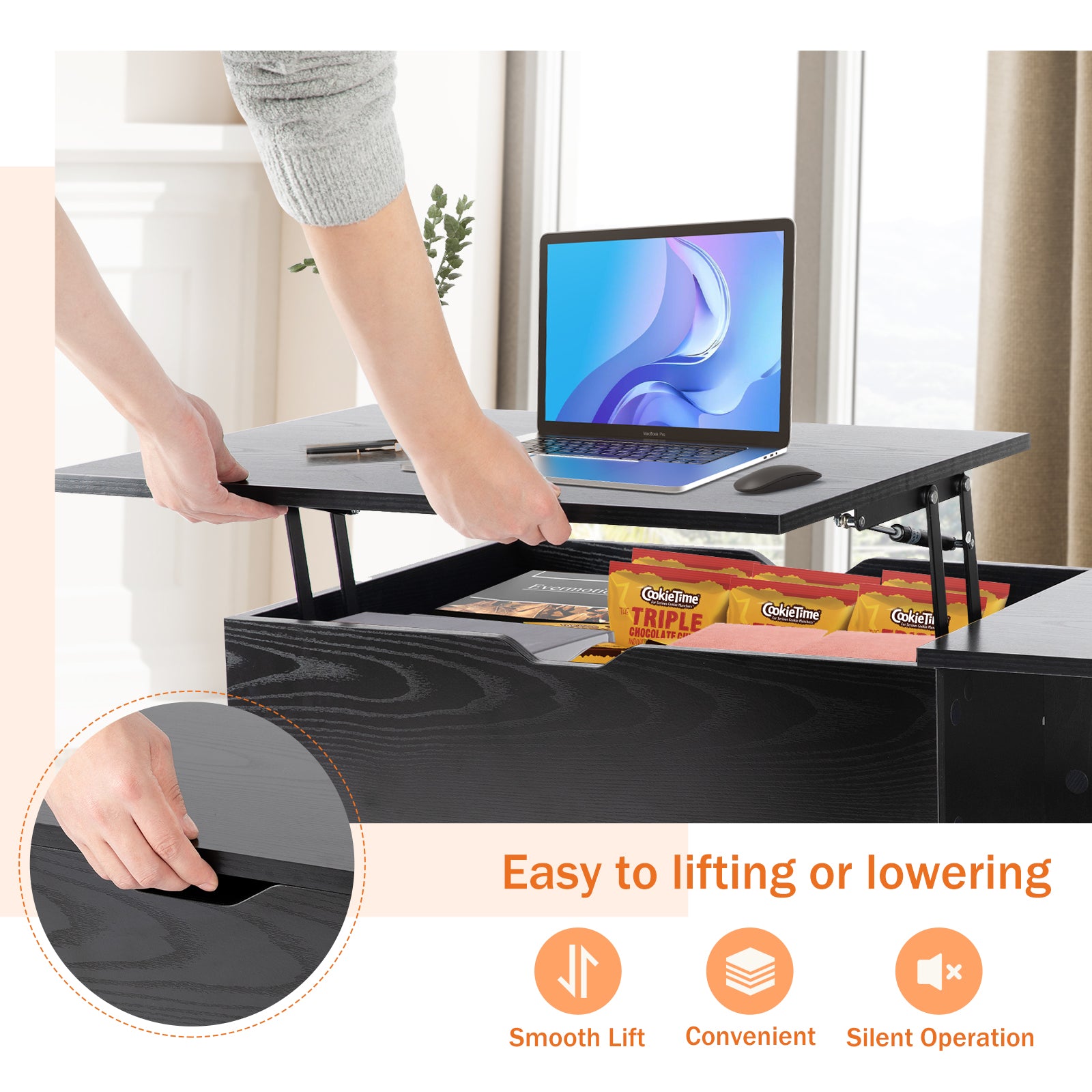 Adjustable Lift Top Coffee Table - Durable & Stylish by DUMOS