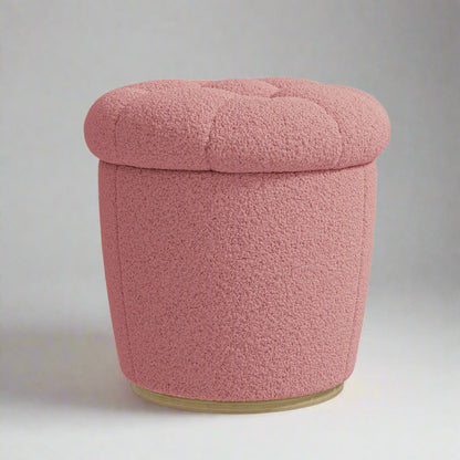 Pink Storage Ottoman: Lambswool Footrest & Vanity Stool
