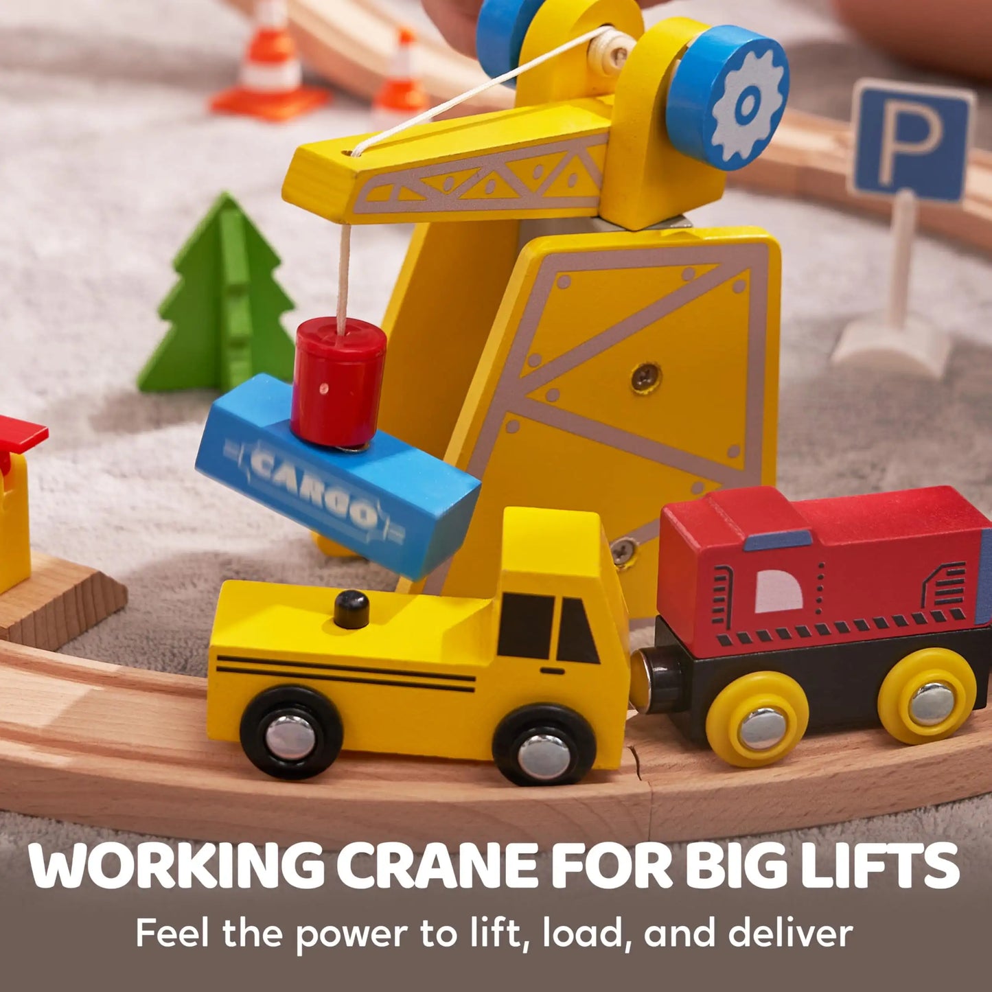 Wooden Train Set: 60 Pcs Tracks & Magnetic Trains for Kids