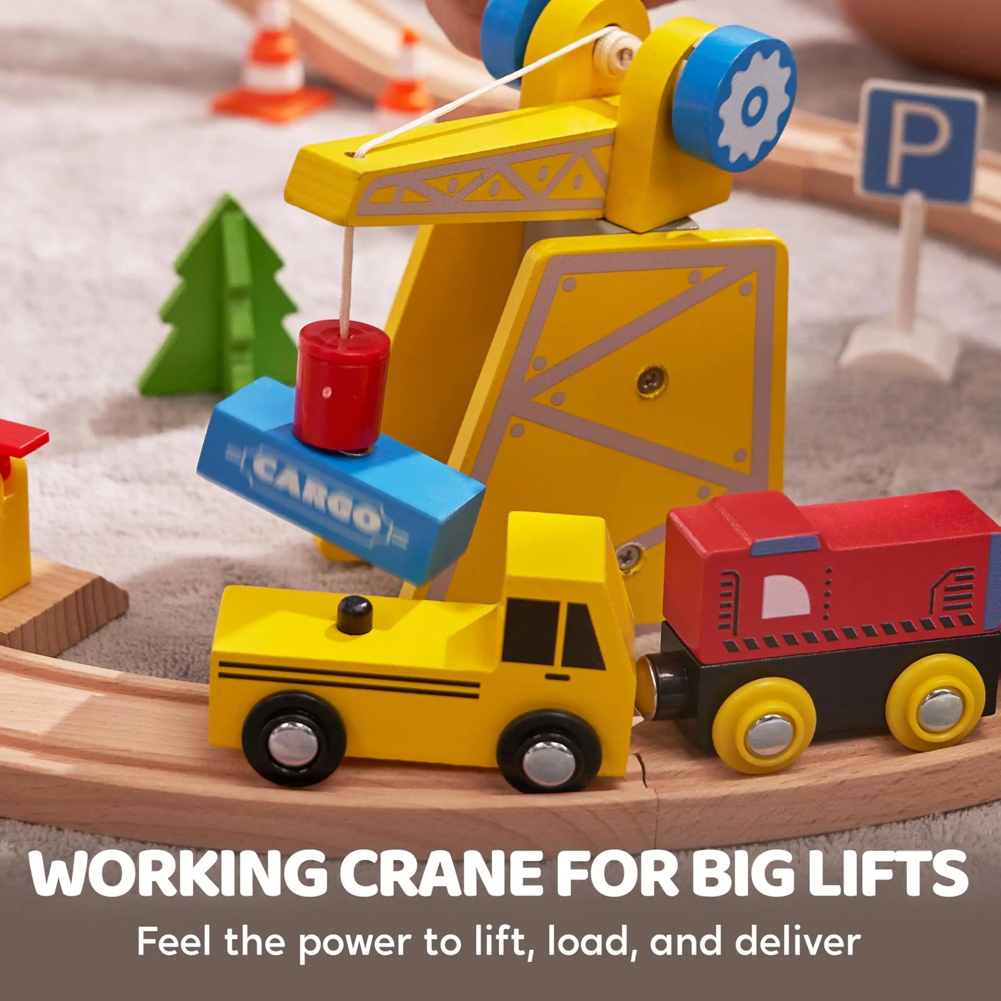 Wooden Train Set: 60 Pcs Tracks & Magnetic Trains for Kids