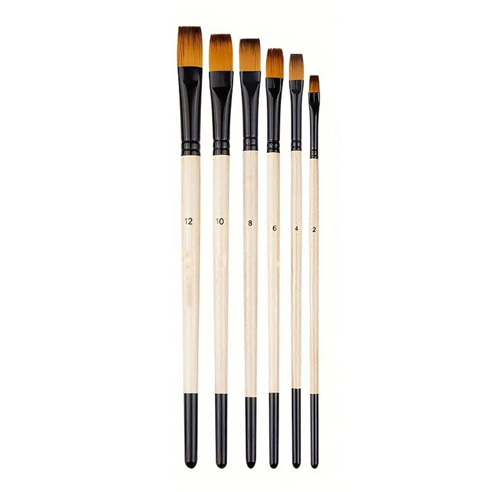 Artist Paint Brushes Set - 6pcs for Acrylic, Oil, Watercolor