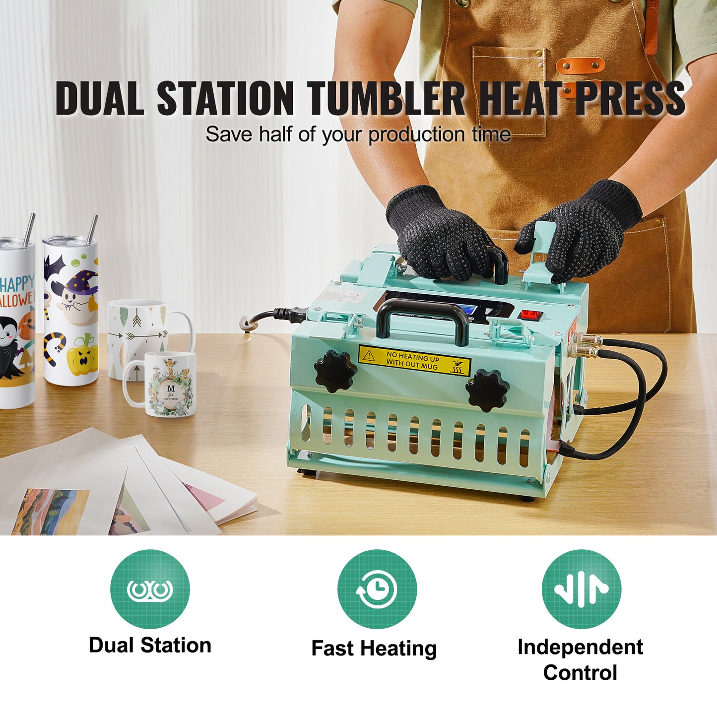 Tumbler Heat Press Machine - Dual Station, 11-30oz Capacity