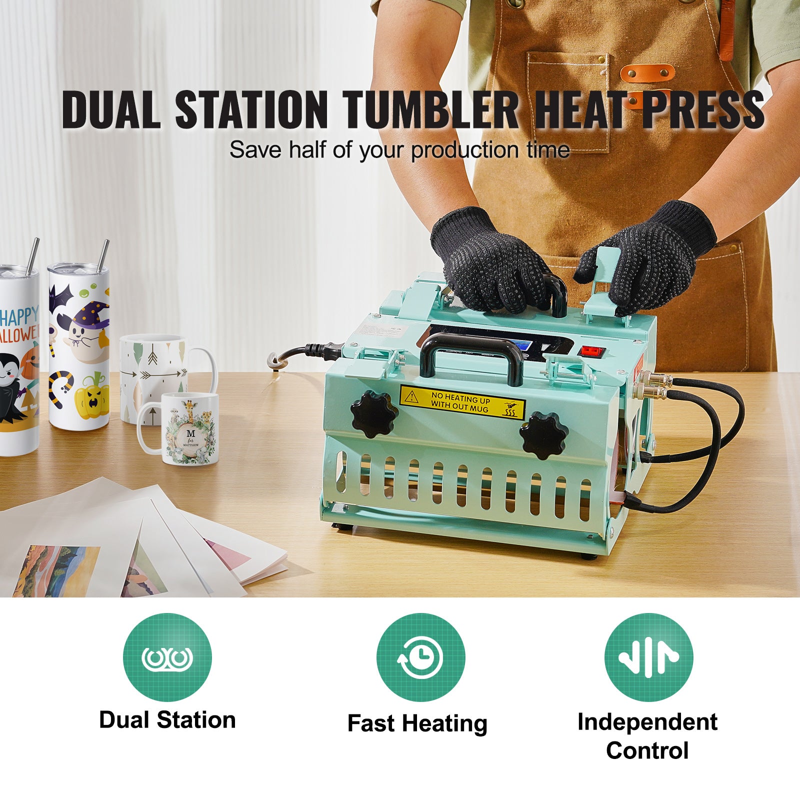 Tumbler Heat Press Machine - Dual Station, 11-30oz Capacity