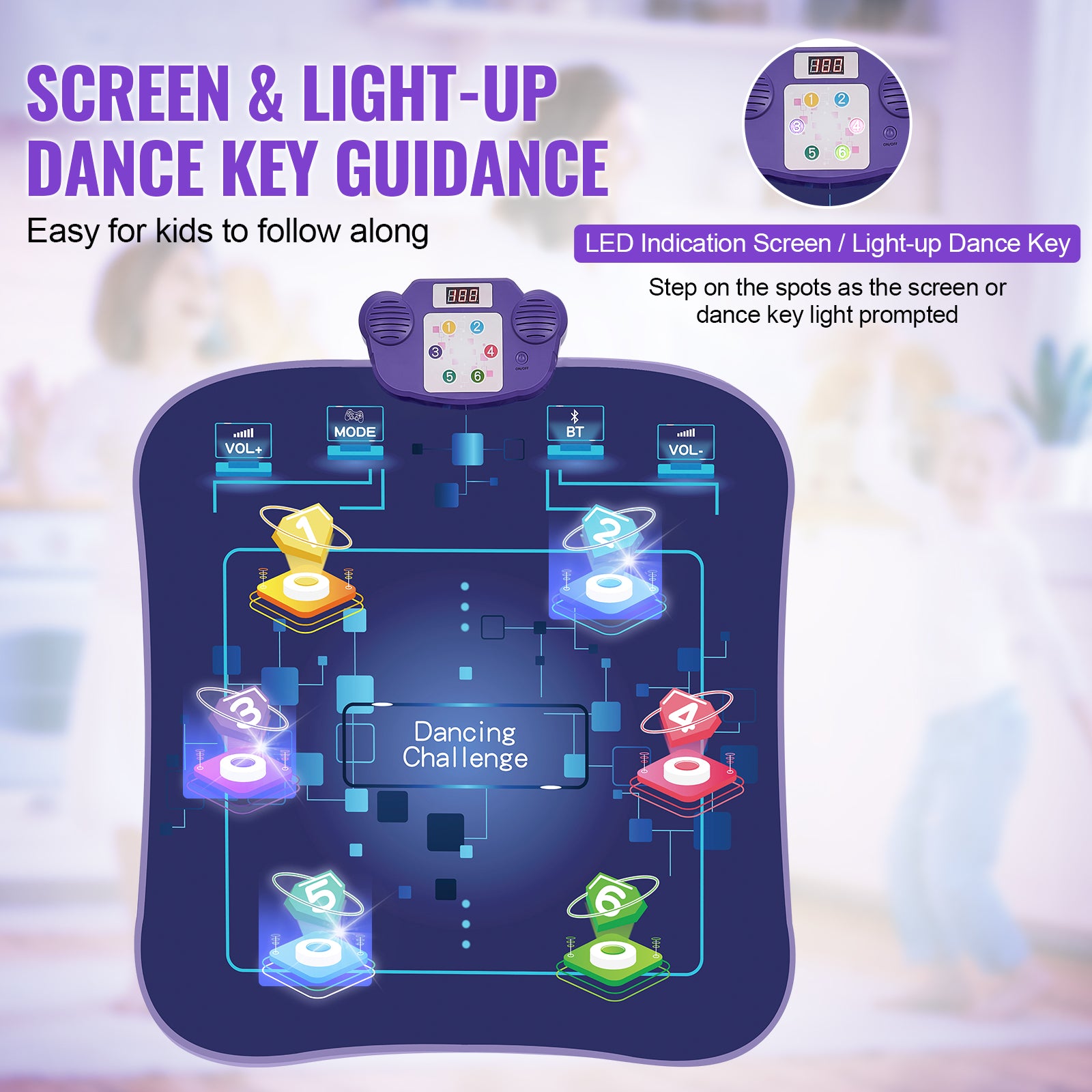 Dance Mat for Kids - 5 Modes & Bluetooth Fun Gift