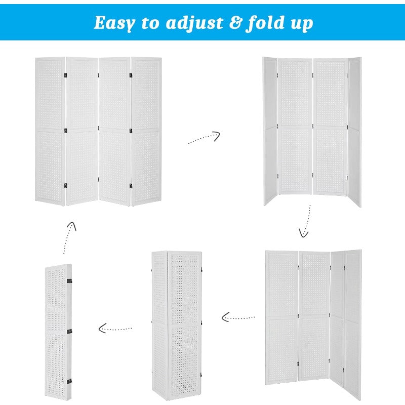 4 Panel Pegboard Display Stand - 5 FT Portable Organizer