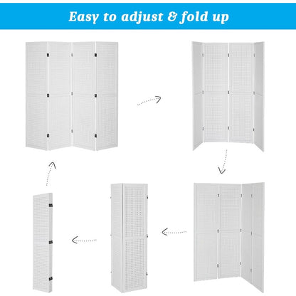 4 Panel Pegboard Display Stand - 5 FT Portable Organizer