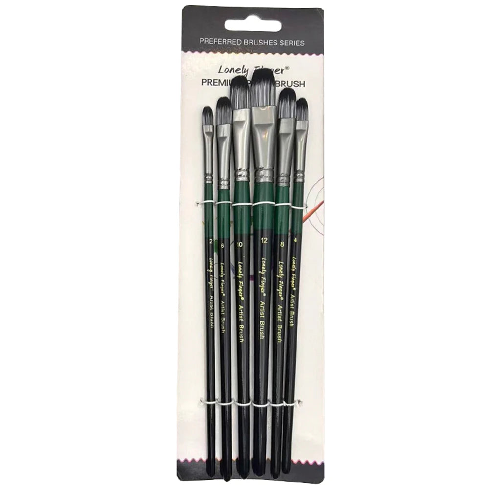 Artist Paint Brushes Set - 6pcs for Acrylic, Oil, Watercolor