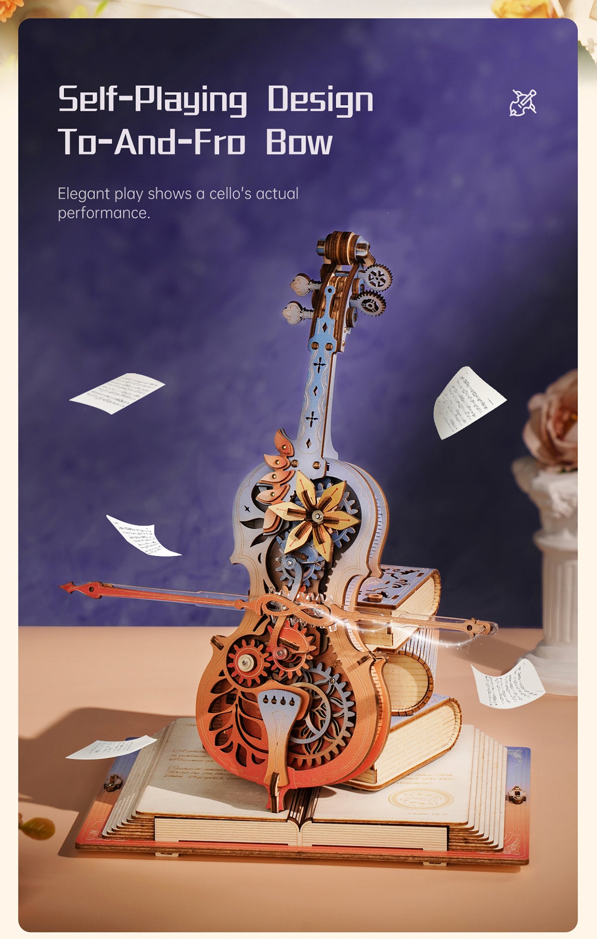 3D Wooden Violin Puzzle Music Box