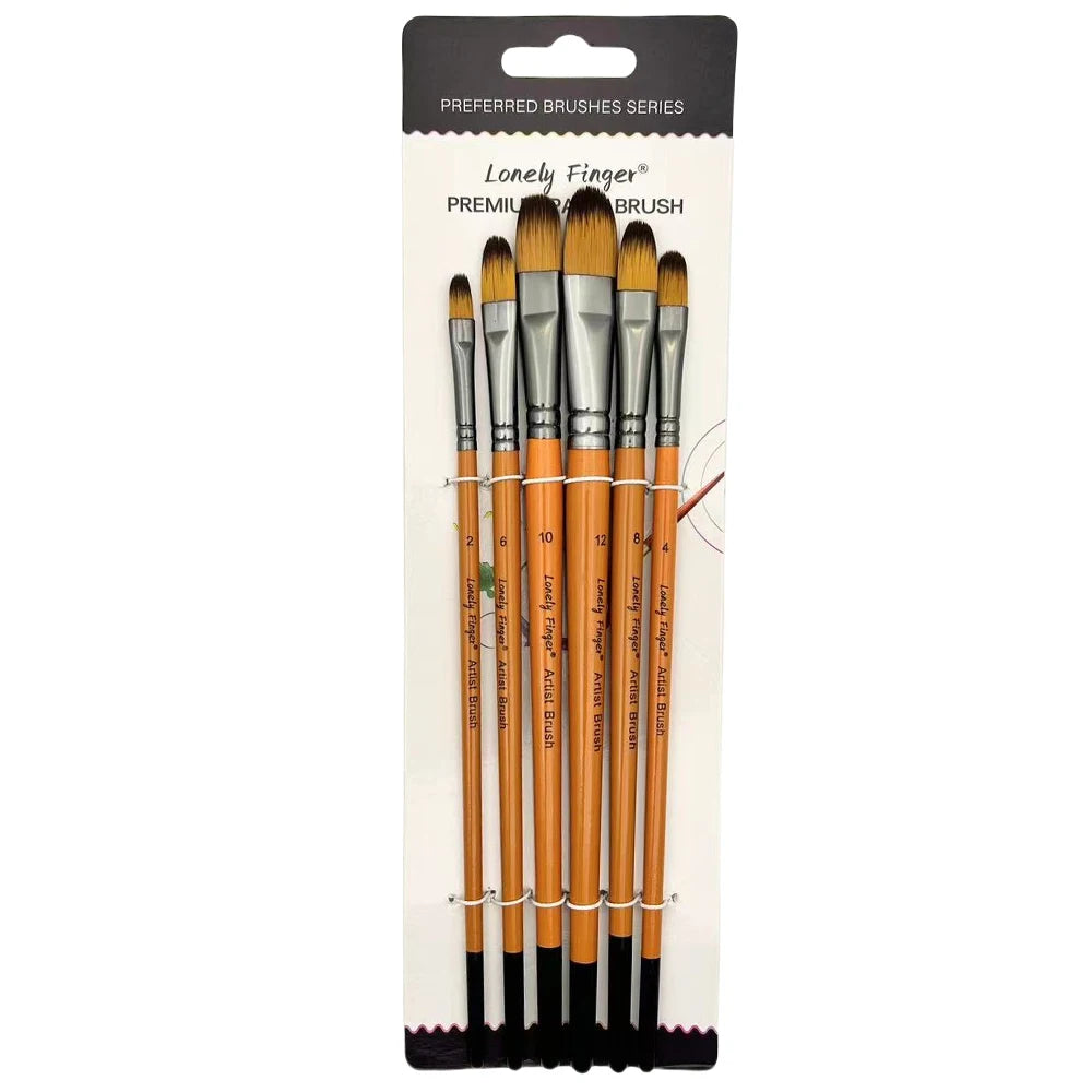 Artist Paint Brushes Set - 6pcs for Acrylic, Oil, Watercolor