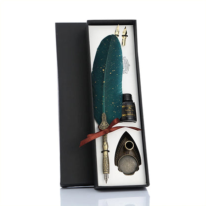 Retro Calligraphy Feather Pen Set - Vintage Writing Gift