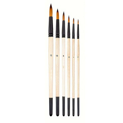 Artist Paint Brushes Set - 6pcs for Acrylic, Oil, Watercolor