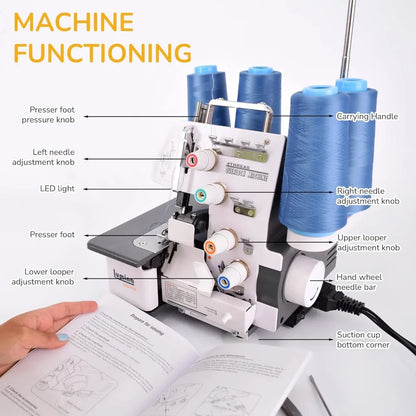 Industrial Serger Sewing Machine - Sienna Overlock with LED Light