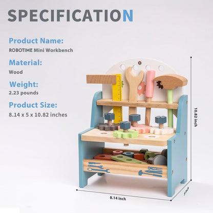 Kids Wooden Tool Set - Durable, Safe, Educational Fun