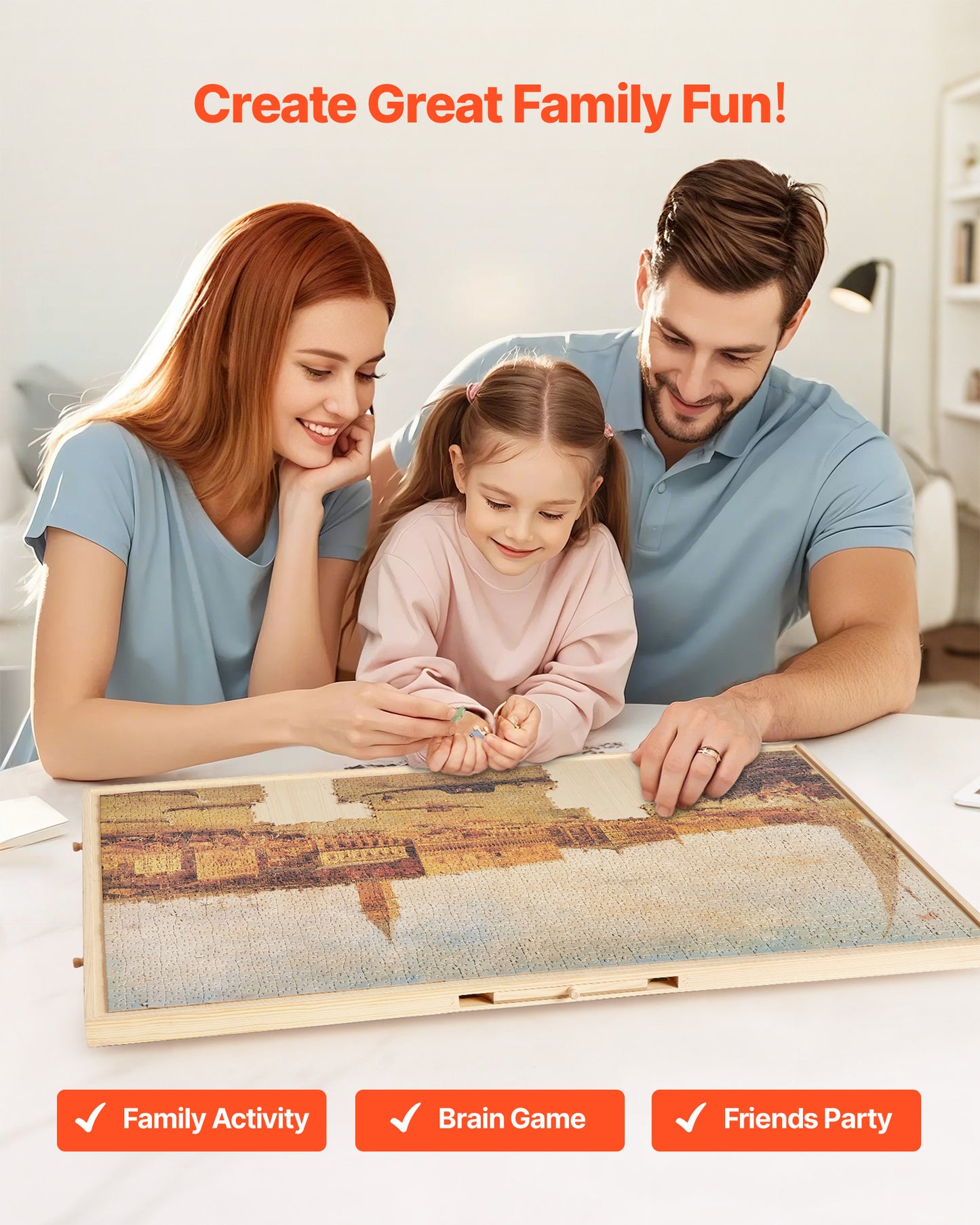 VEVOR Rotating Puzzle Table for 2000 Pieces, 5 Drawers, 40x29 in