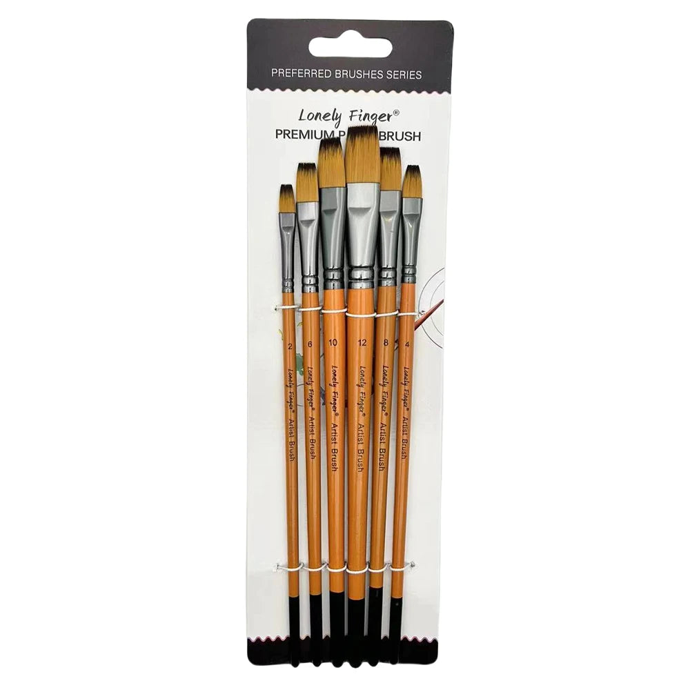 Artist Paint Brushes Set - 6pcs for Acrylic, Oil, Watercolor