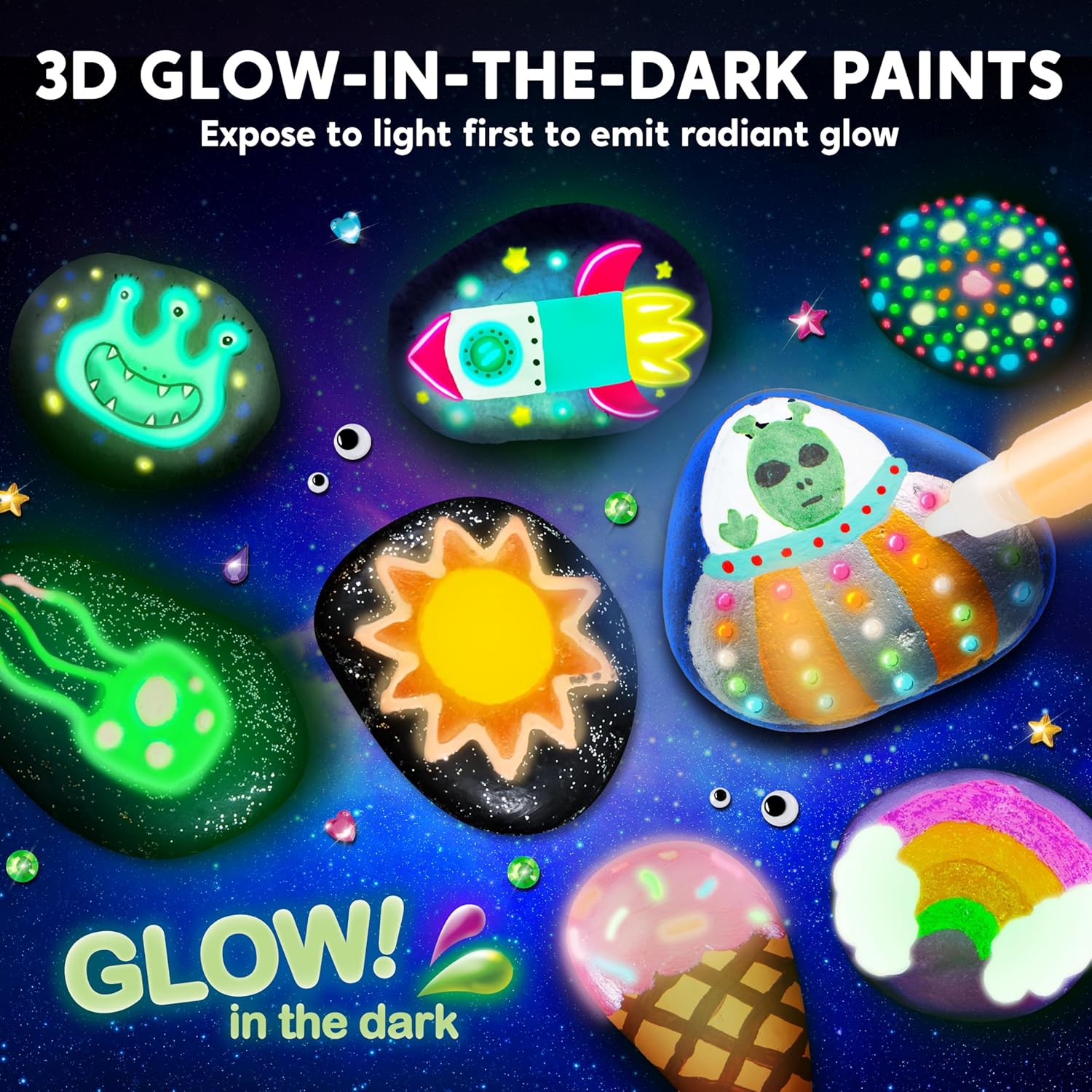 Glow-in-the-Dark Rock Painting Kit for Kids