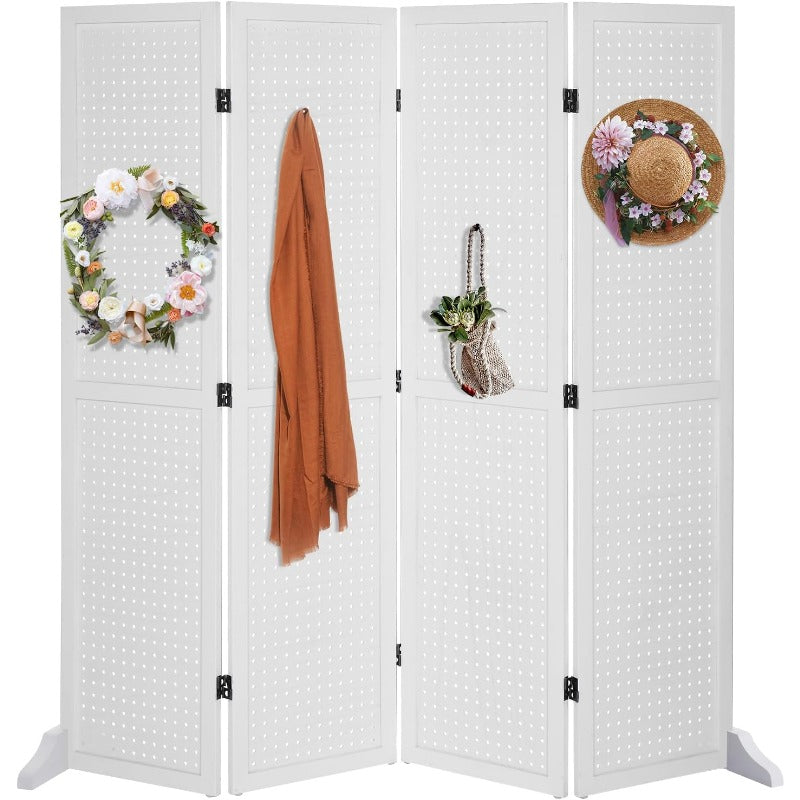 4 Panel Pegboard Display Stand - 5 FT Portable Organizer