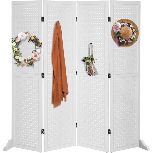 4 Panel Pegboard Display Stand - 5 FT Portable Organizer