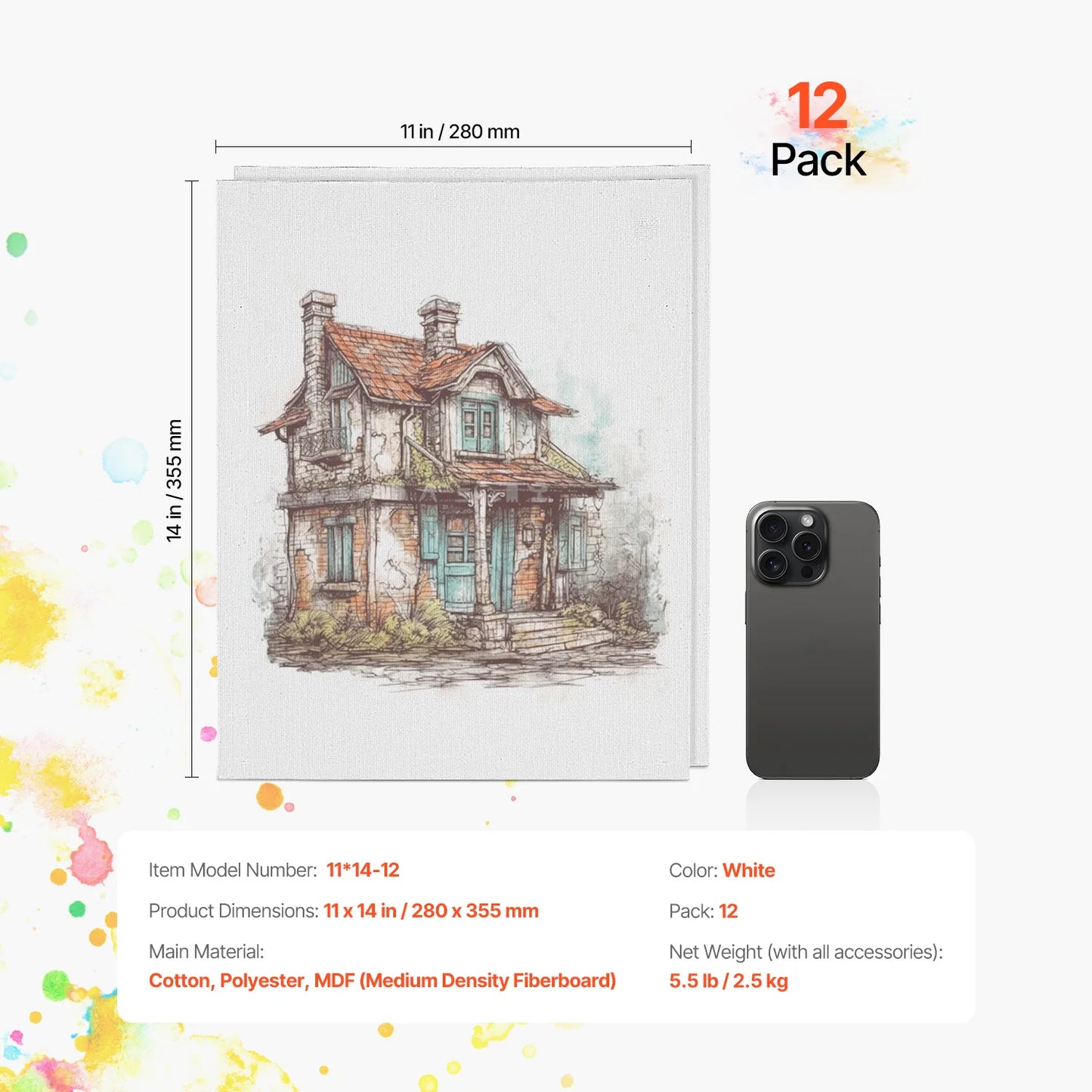 Painting Canvases - Ideal for Acrylic, Oil & Watercolor